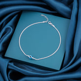 925 Sterling Silver Blue Bead Evil Eye Charm Anklet for Women